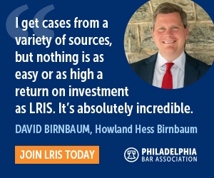 i get cases from a variety of sources, but nothing is as easy or as high a return on investment as LRIS. it's absolutely incredible. a quote by david birnabum from howland hess birnbaum.