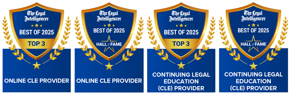 Best of 2025 CLE badges from The Legal Intelligencer - Online CLE Provider | Continuing Legal Education Provider