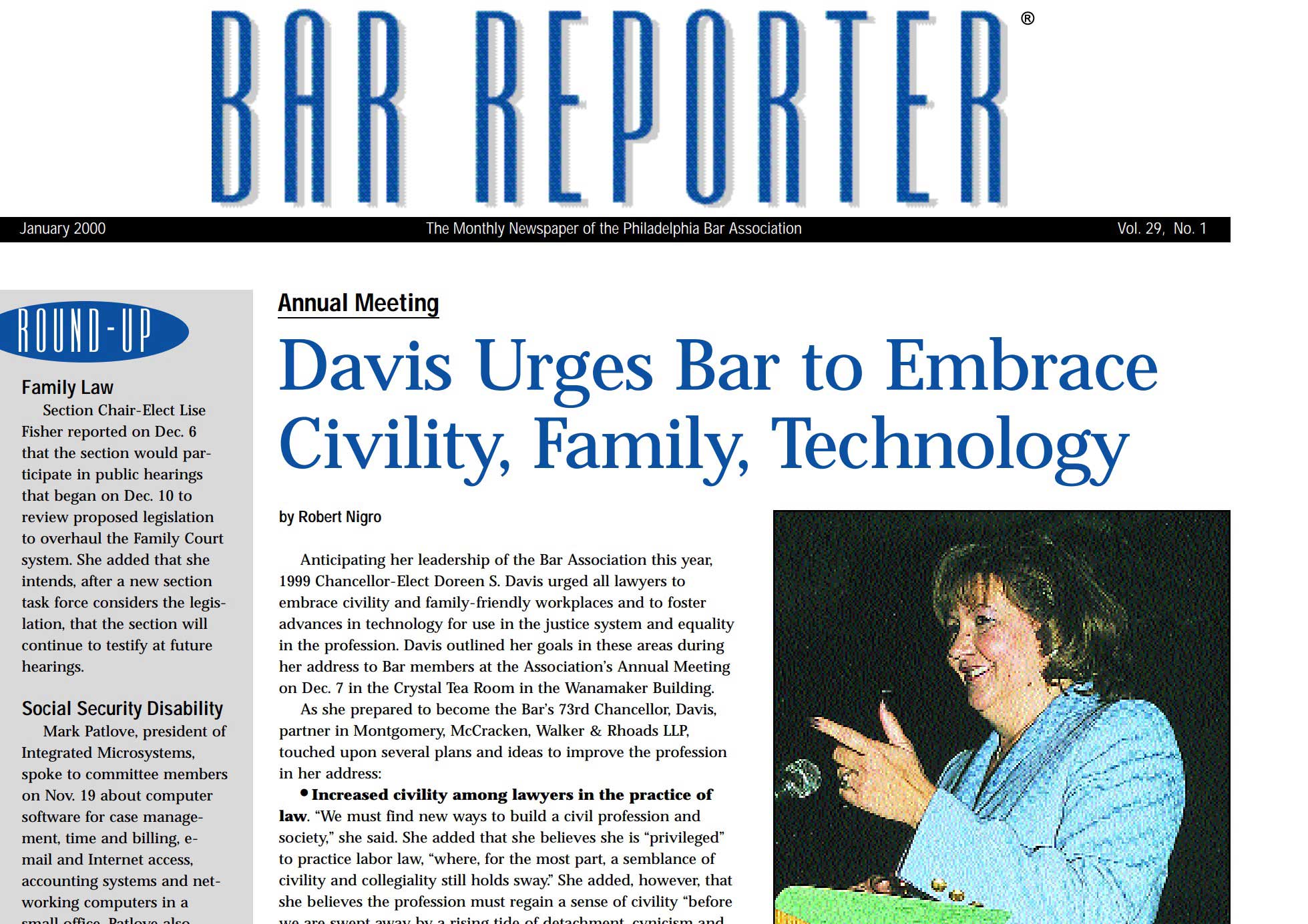 Doreen Davis on Bar Reporter Cover Image